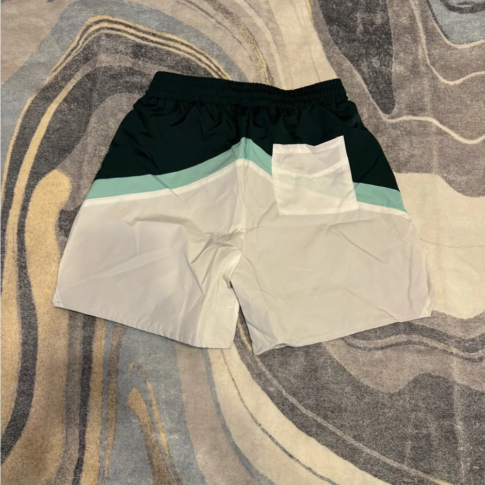 Rhude Green / White Logo Athletic Shorts Size Large